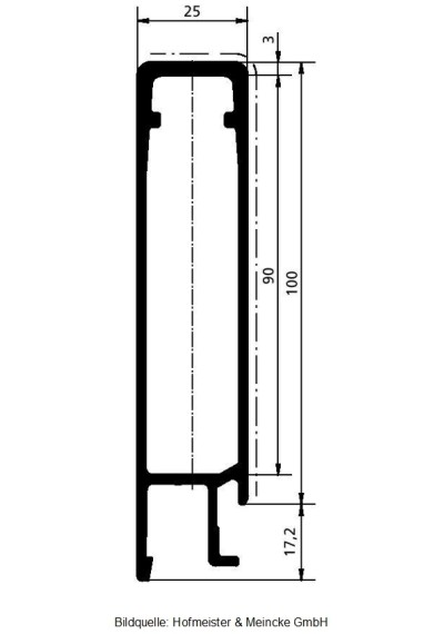 Bordwandprofil / Oberes Abschlussprofil 100 mm blank